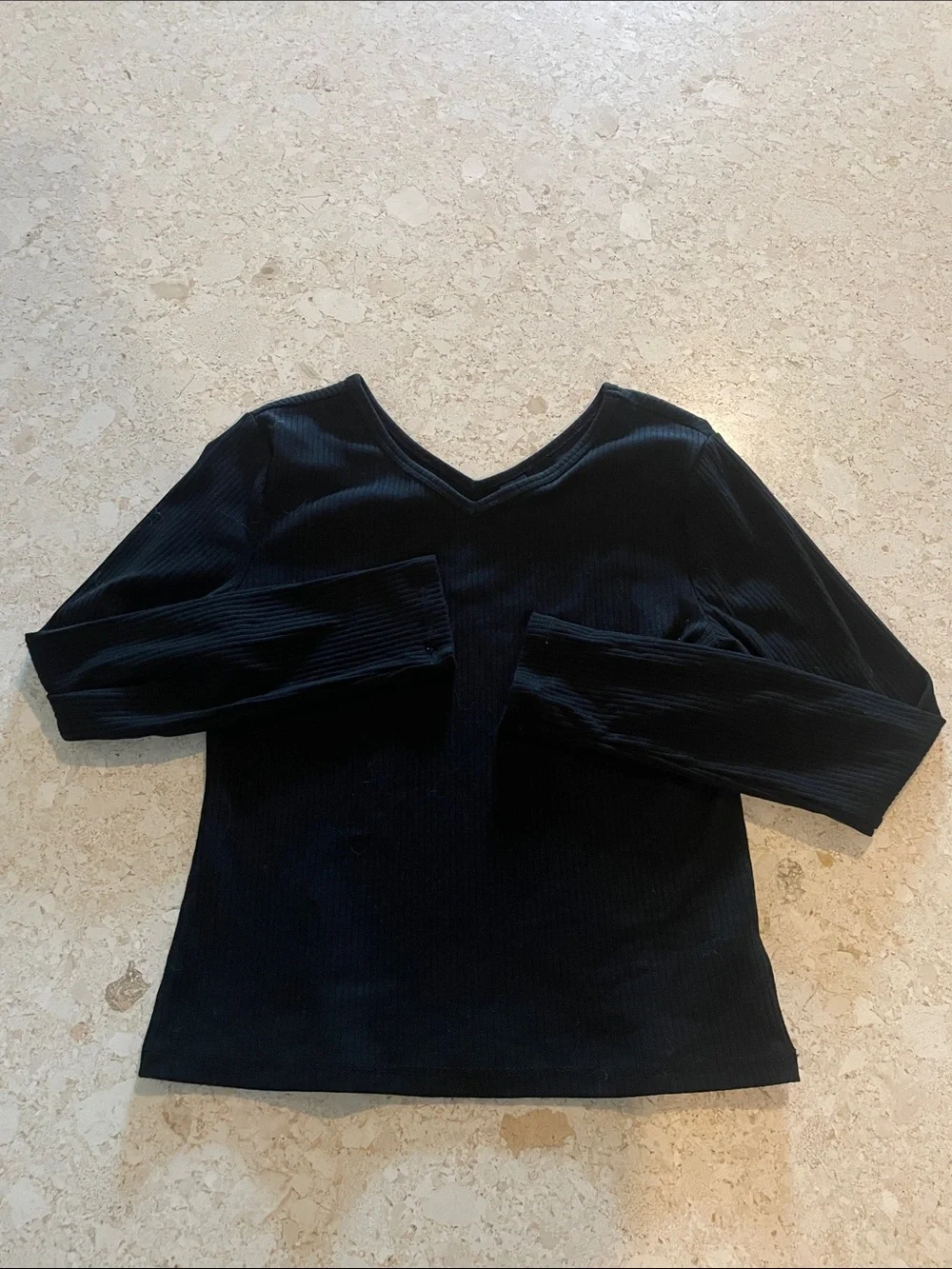 Old Navy Black Ribbed V-Neck Long Sleeve Top